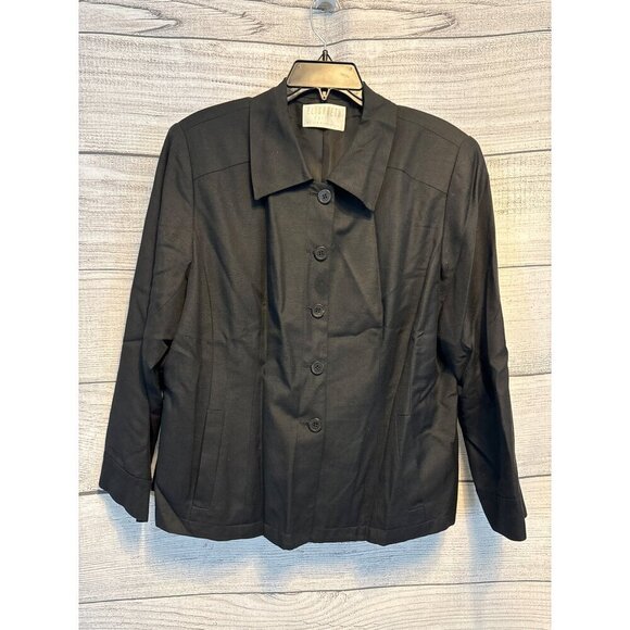 Elisabeth By Liz Claiborne Black Button-Down Blazer Size 14P - Picture 1 of 4
